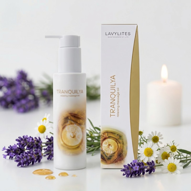 TRANQUILYA — Relaxační masážní olej s levandulí a mandarinkou - 100 ml